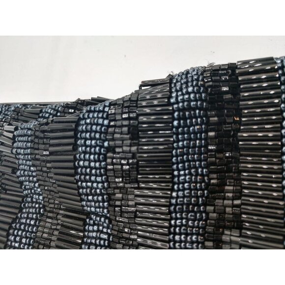 Vintage Lancome Black Beaded Evening Bag With Rope Strap 6" x 6" - Picture 7 of 7